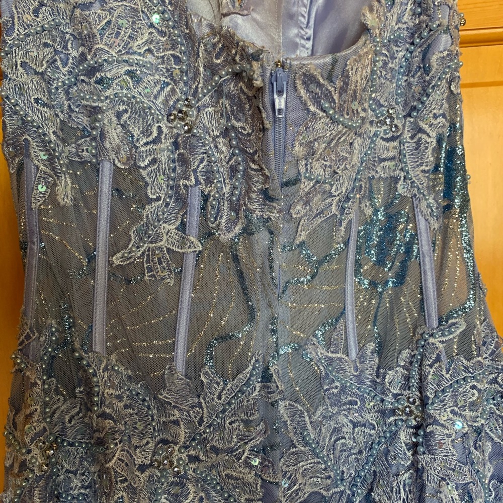 Jovani Periwinkle prom dress with glitter size 8 - Picture 7 of 9